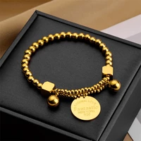 xiyanike 316l stainless steel womens bracelets european american round board beads letters bracelets for women jewelry gifts