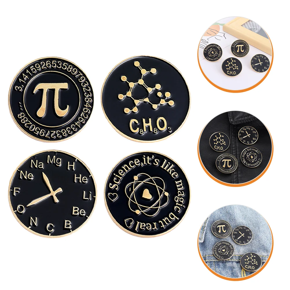 

4pcs Math Science Symbol Brooches Metal Lapel Pin Decorative Brooch Aesthetic Lapel Pin