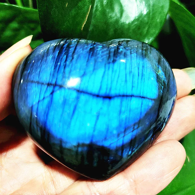 

Natural Blue Yellow Labrador Stone Crystal Heart Palm Powerful Energy Play Spiritual Meditation Healing Feng Shui Home Ornament