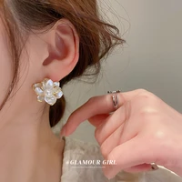white rose earrings female french noble sterling silver high quality 2022 new trendy earbobs french ins hypoallergenic eardrops