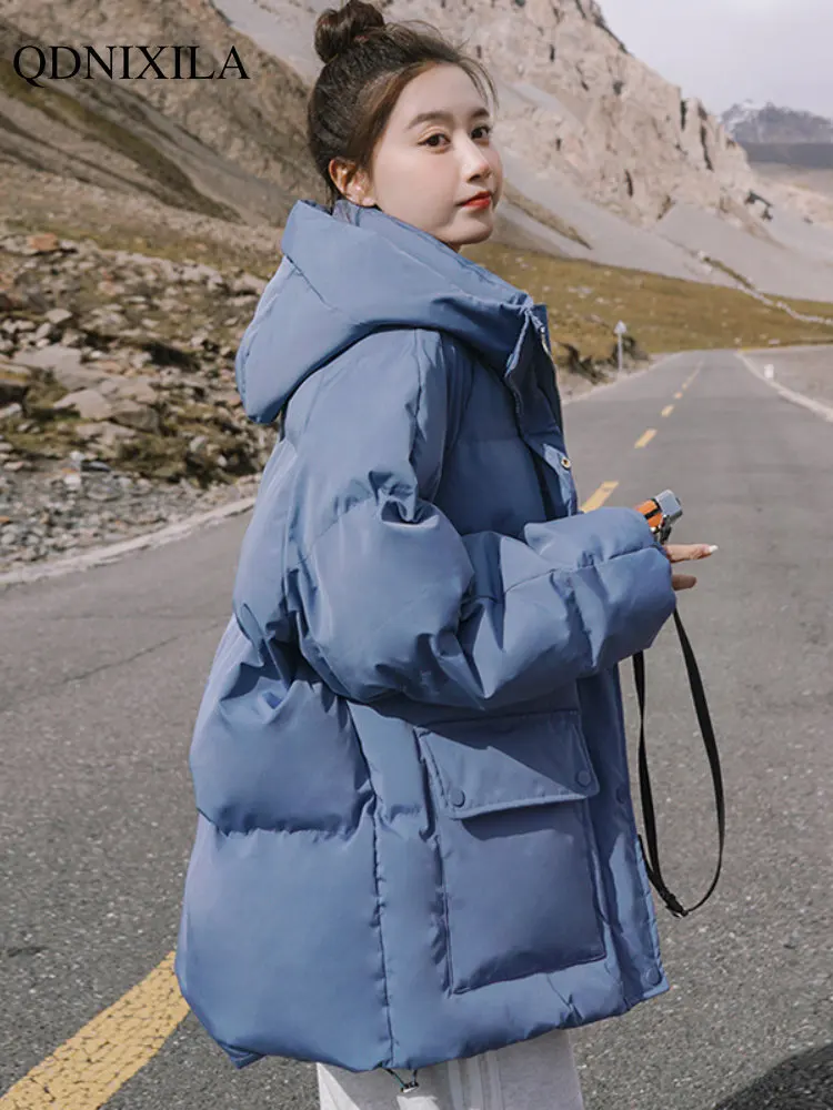 2023 Winter Women's Parkas Cotton Coats Hooded Short College Style Korean Fashion Down Cotton Jacket Female Clothes Very Warm