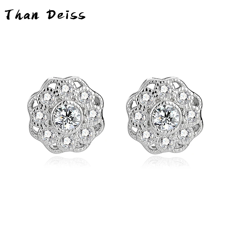 

S925 Sterling Silver Flower Earrings Sweet Temperament Camellia With Diamonds Flowers Simple Fashion Models