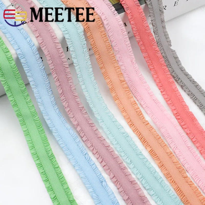 

Эластичные ленты Meetee 22/44 ярдов 13 мм, эластичные ленты с двойными оборками, эластичные кружевные отделки для нижнего белья, Наплечные ремешки...