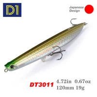 d1 pencil surface fishing lures 120mm19g saltwater top water floating rolling artificial plastic hard bait for bass pike tackle