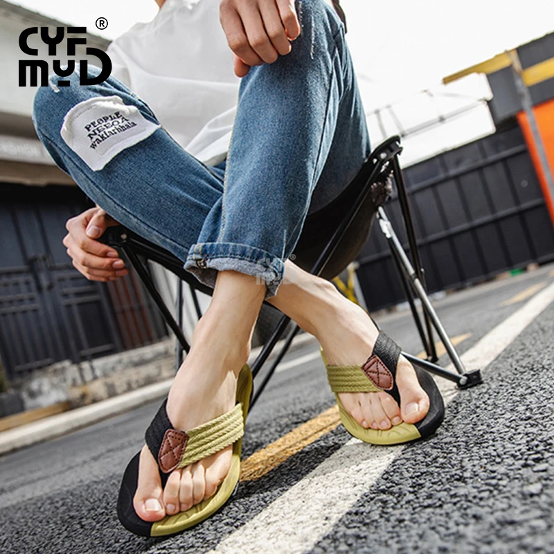 Flip Flops Women Fashion Weave Strap Big Size 47 Beach Slipper for Men Outdside Soft Eva Slipper Thick Sole Casual Sandal Summer