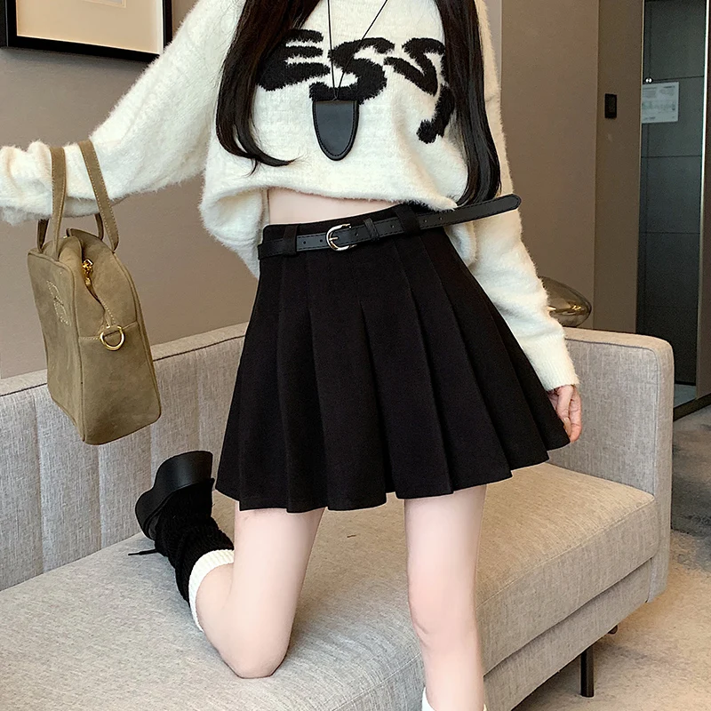 Теплая плиссированная короткая юбка для женщин осень и зима 2024 короткие юбки из