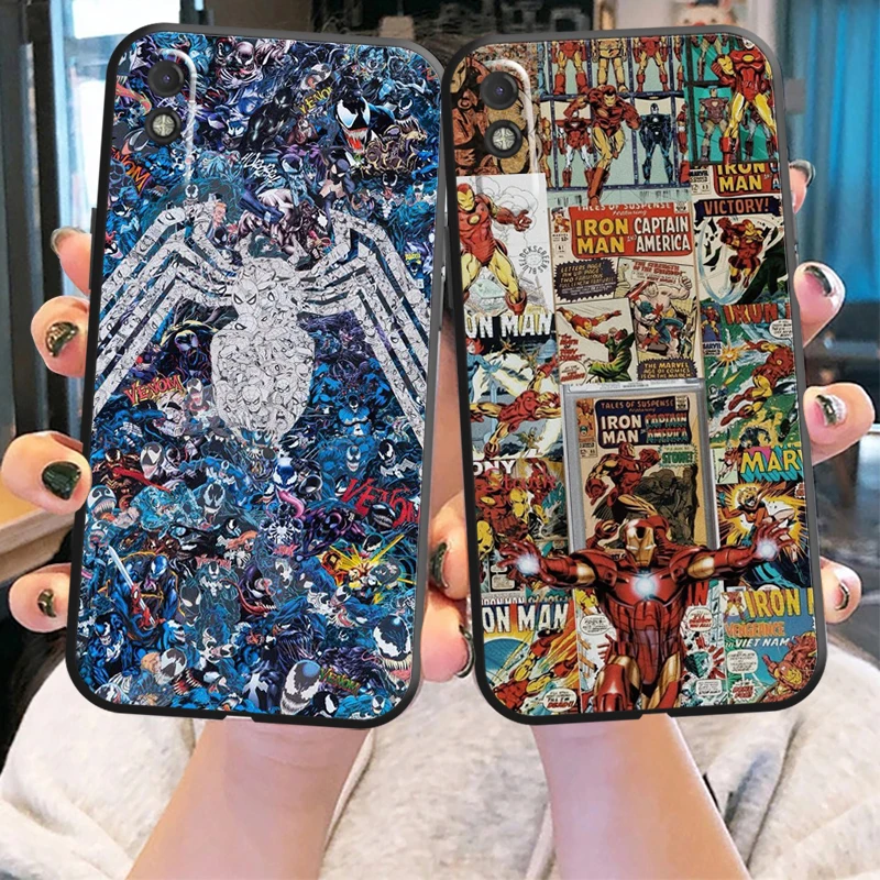 

Popular Marvel Phone Case For Xiaomi Redmi 7 8 9 9A 9C 9T Note 9 9T 9S 10 10 Pro 10S Silicone Cover Liquid Silicon Soft Black