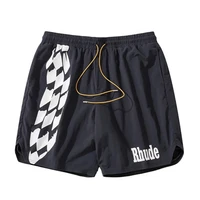 casual sports shorts summer fitness breathable street hip hop mens shorts plaid print mesh quick drying rope shorts