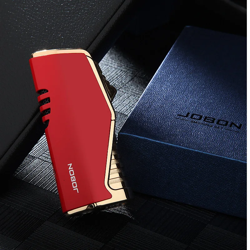 

Jobon Metal Triple Torch Jet Gas Lighter Cigar Pipe Lighter With Cigar Cutter 1300 C Windproof Flame Lighter Jet Gadgets For Men