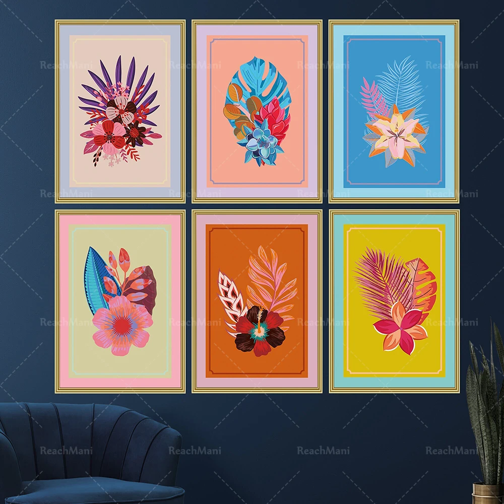 

Colorful floral print, abstract botanical modern wall art floral illustration, decorative wall aesthetic poster