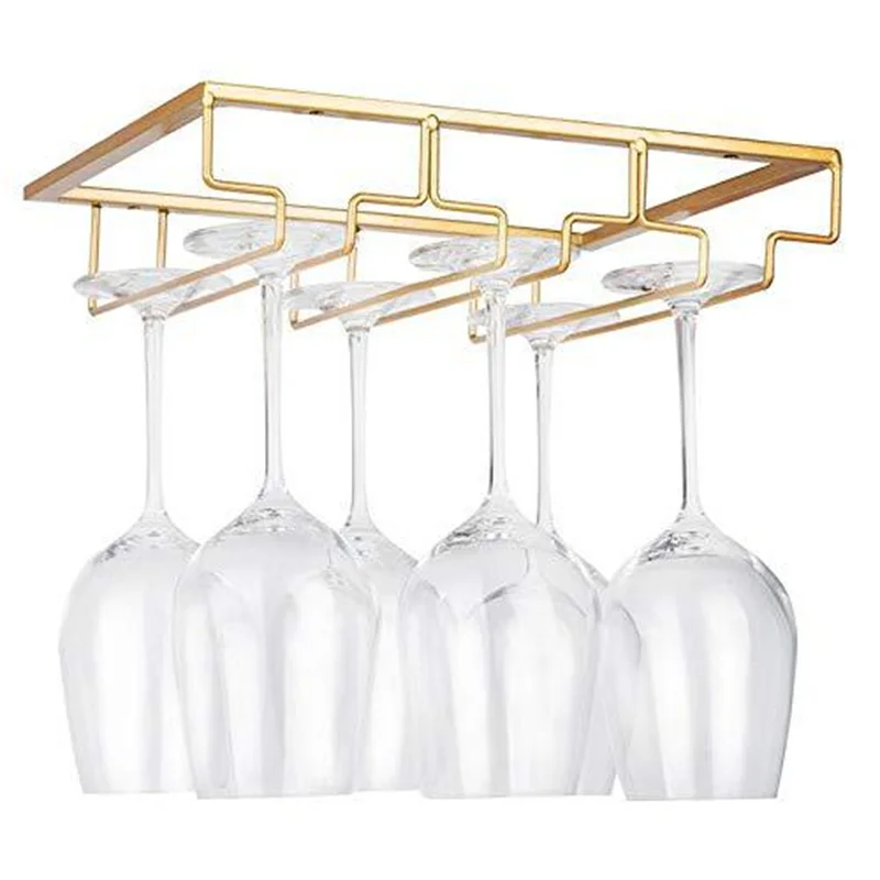 

Wine Glasses Holder Bartender Stemware Hanging Rack Under Cabinet Stemware Organizer Glass Goblet Iron Rack Bar Tool