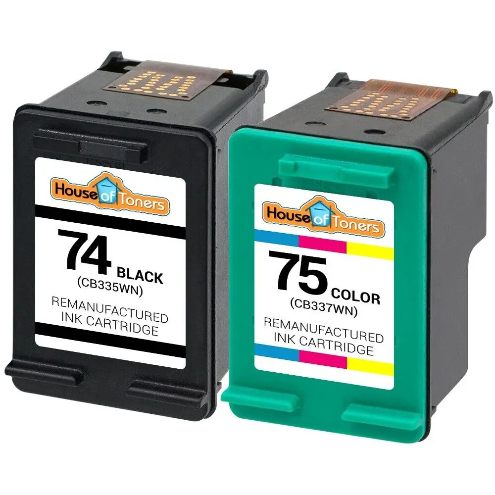 

2-pk HP74 75 Cartridges Photosmart C4480 C4500 C4540 C5200 C5240 C5290 C5550