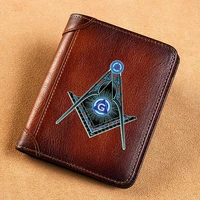 high quality genuine leather wallet the moon freemasonry printing standard purse bk3496