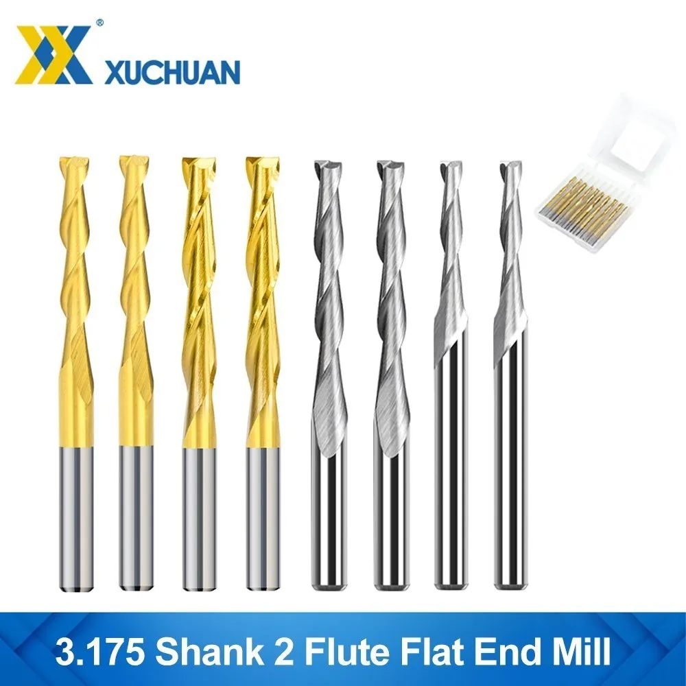 Концевая фреза с 2 канавками и хвостовиком 3