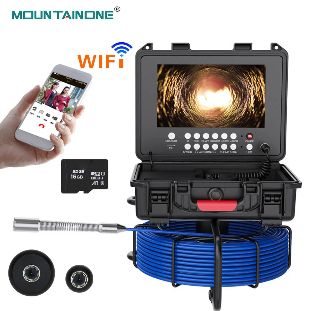 

Wireless WIFI Sewer Endoscope Camera With 9inch 16G Card DVR Screen Drain Pipe Inspection 1080P Camera 20M/30M/50M Meter Counter