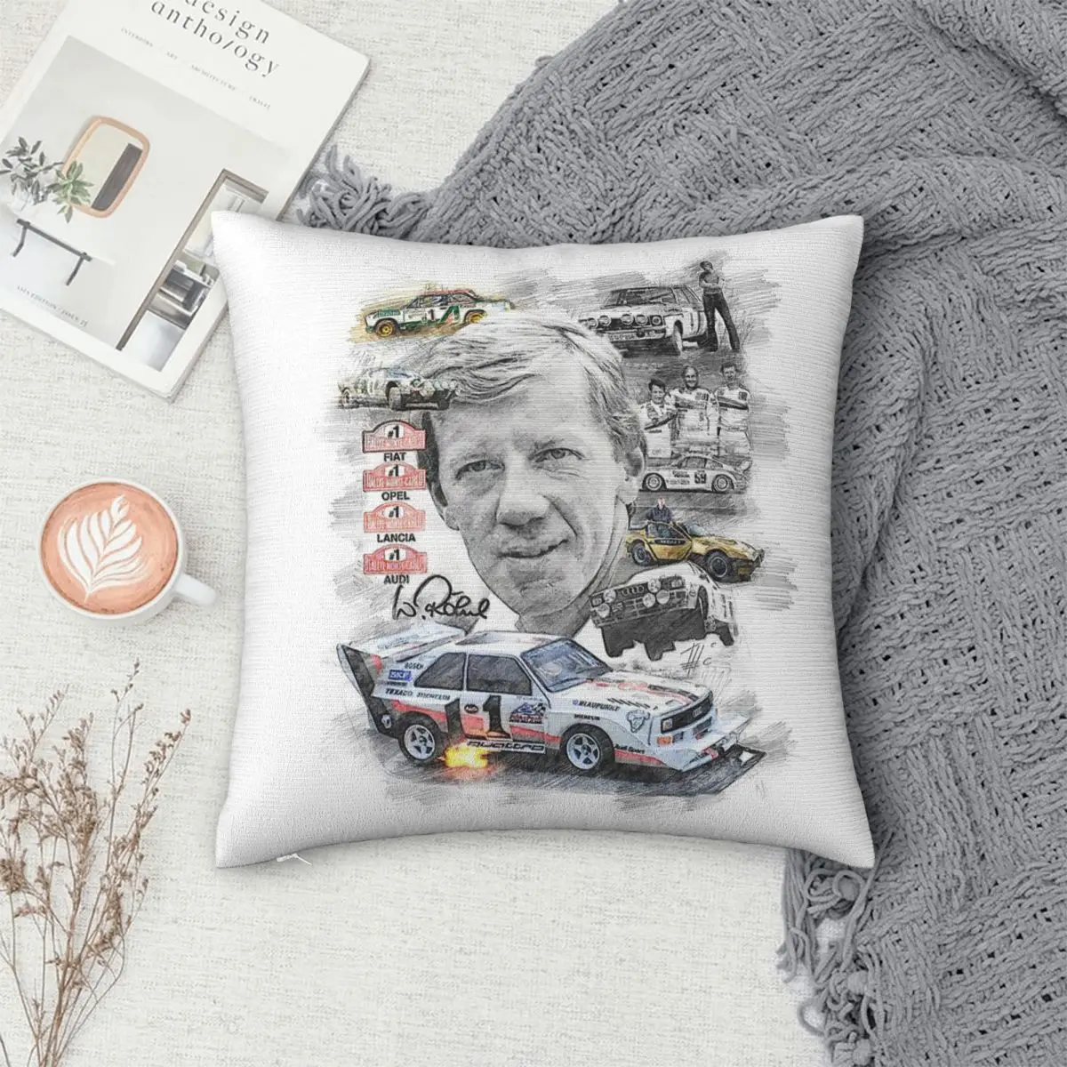Фото Квадратная наволочка Walter Rohrl Racing Driver из полиэстера, льна и бархата, креативная декоративная наволочка на молнии, чехол для автомобильной подушки №4