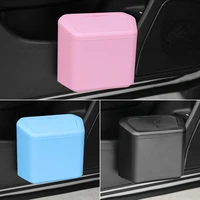 car trash bin hanging vehicle garbage dust case storage box black blue pink pp square pressing type trash can auto accessories