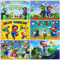 super brother backdrop adventure game mushroom gold coins boy birthday party photography background photo studio props banner