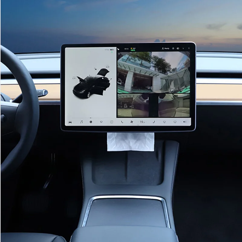 Скрытая коробка для салфеток Tesla Model 3 Y бумажная полотенец с защитой от меха