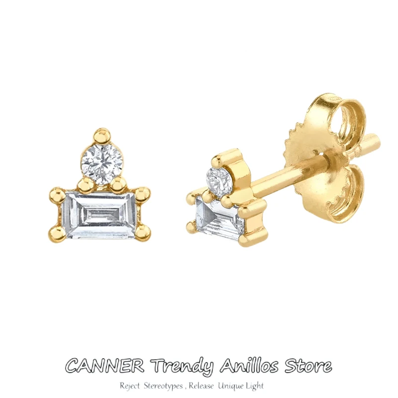 

CANNER Real 925 Sterling Silver Red Blue Green Stud Earrings Piercing Ohrringe Pendiente Luxury Women Fine Jewelry Fashion Party