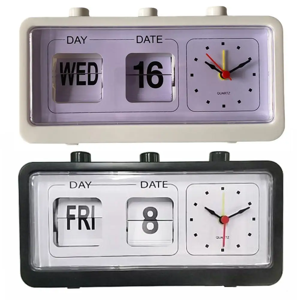 

1pcs Vintage Retro Quartz Alarm Clock Flip Calendar Display Clock for Home Improvement Clock calendar