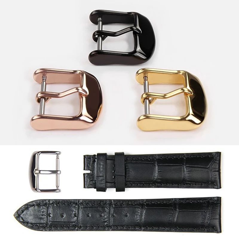 Stainless Steel Watchband Buckle For Women Men Silver Solid Metal Watch Band Clasp Strap Accessories 10/12/14/16/18/20/22Mm