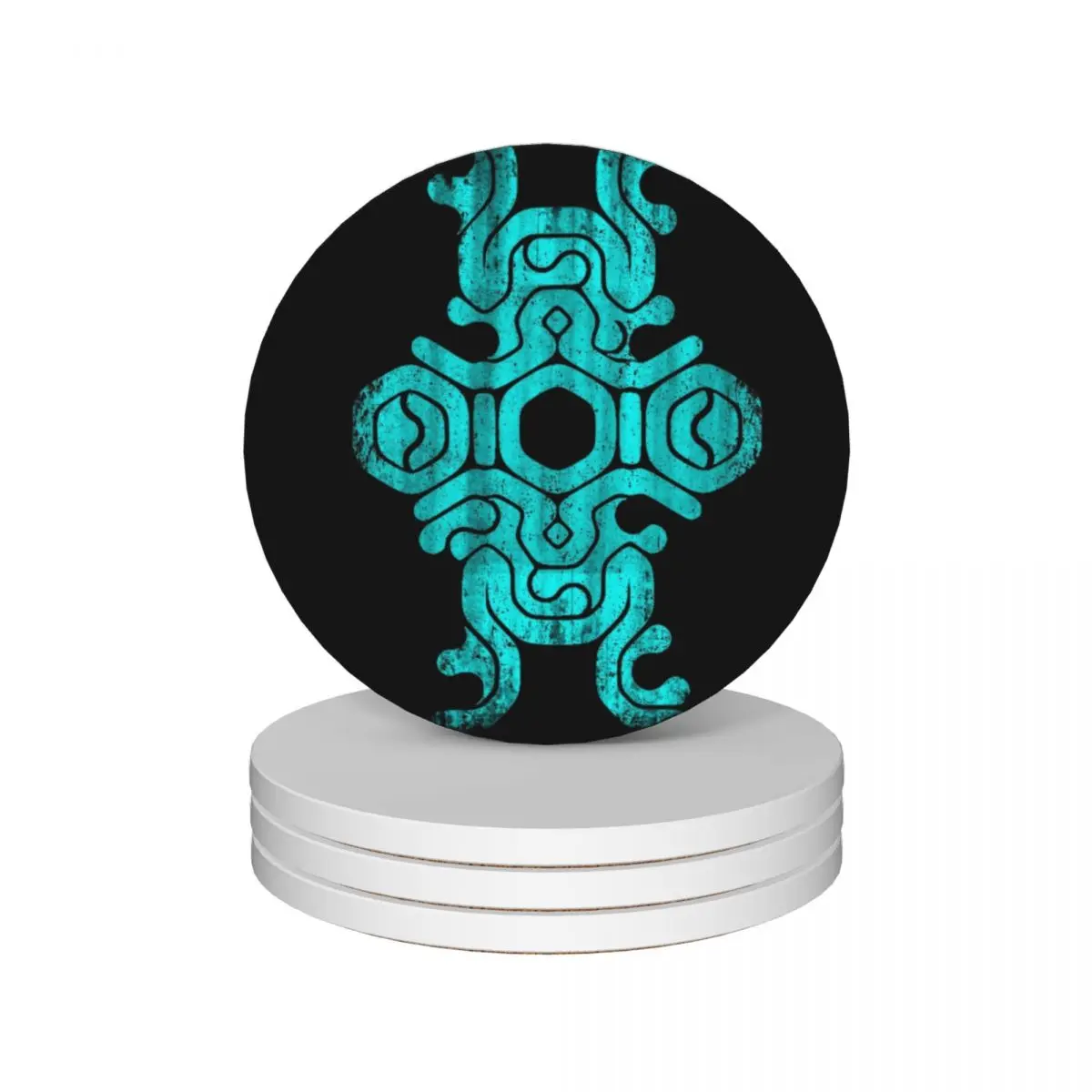 Керамические подставки (набор из 4 шт.) черные с изображением знаковой марки