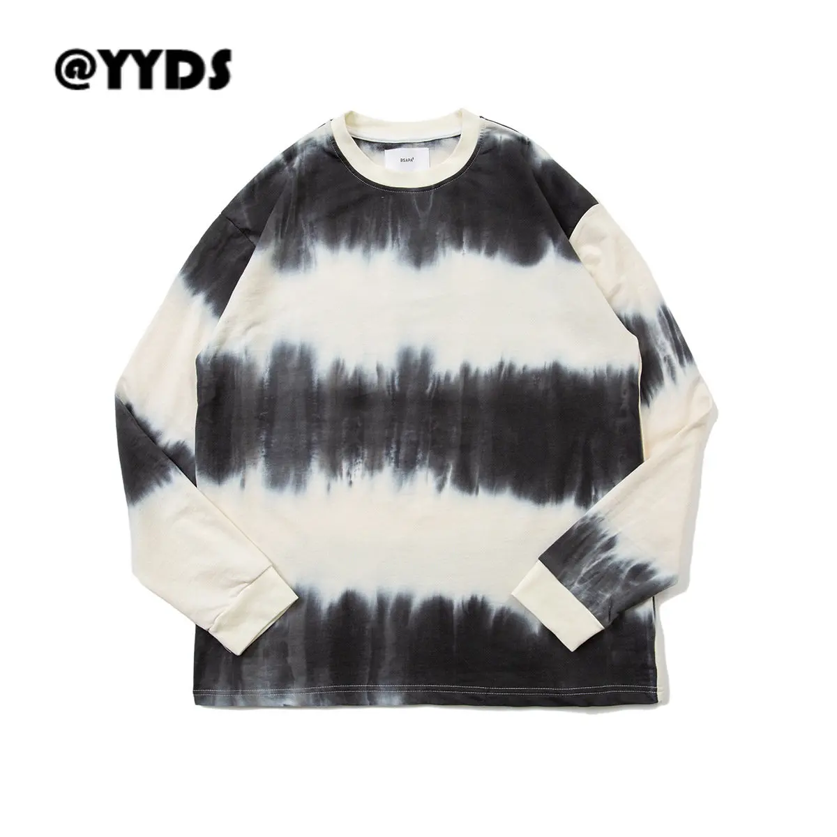 

2021 autumn new Japanese original tie dyeing color matching casual round neck sweater
