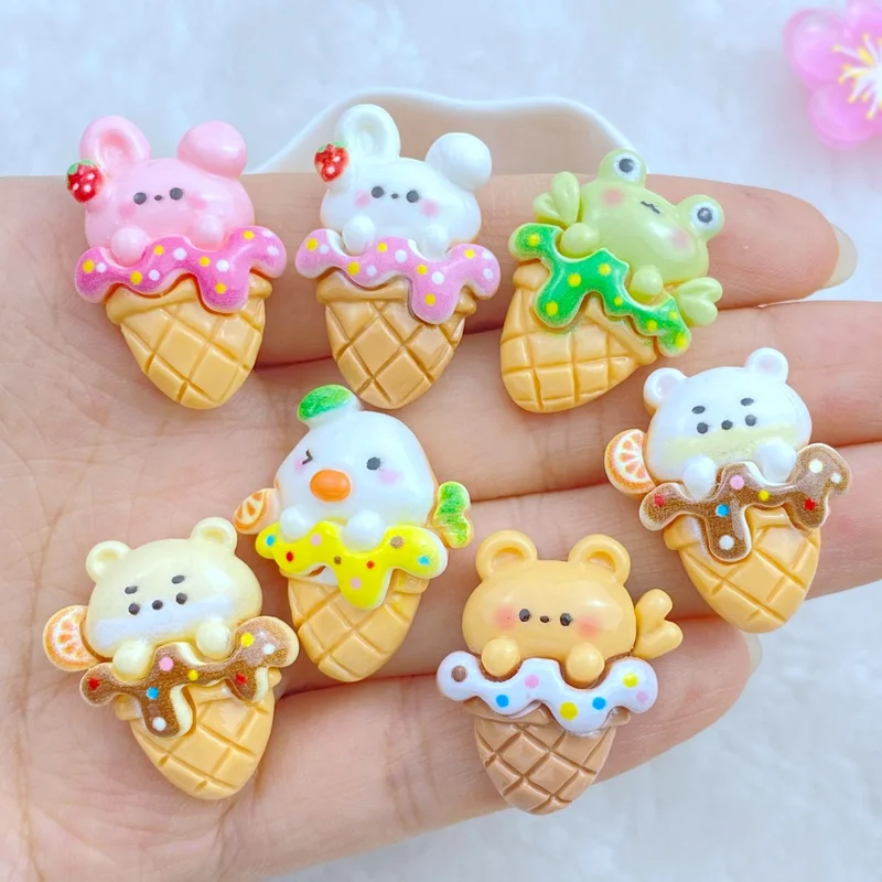 8 шт. новый милый полимерный мини Кролик Лягушка маленький Медвежонок мороженое с