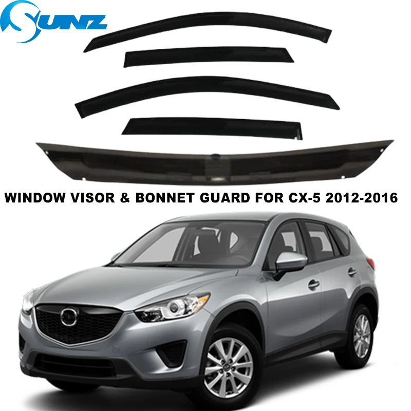 

Window Visor & Bonnet Guards For Mazda CX-5 2012 2013 2014 2015 2016 Stone Clip Protectors And Weathershields Car Stylings SUNZ