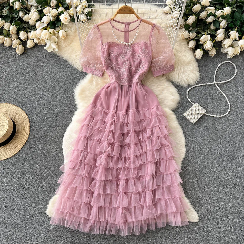 

Женское летнее платье в стиле принцессы, изящное элегантное Сетчатое милое сказочное платье во французском стиле