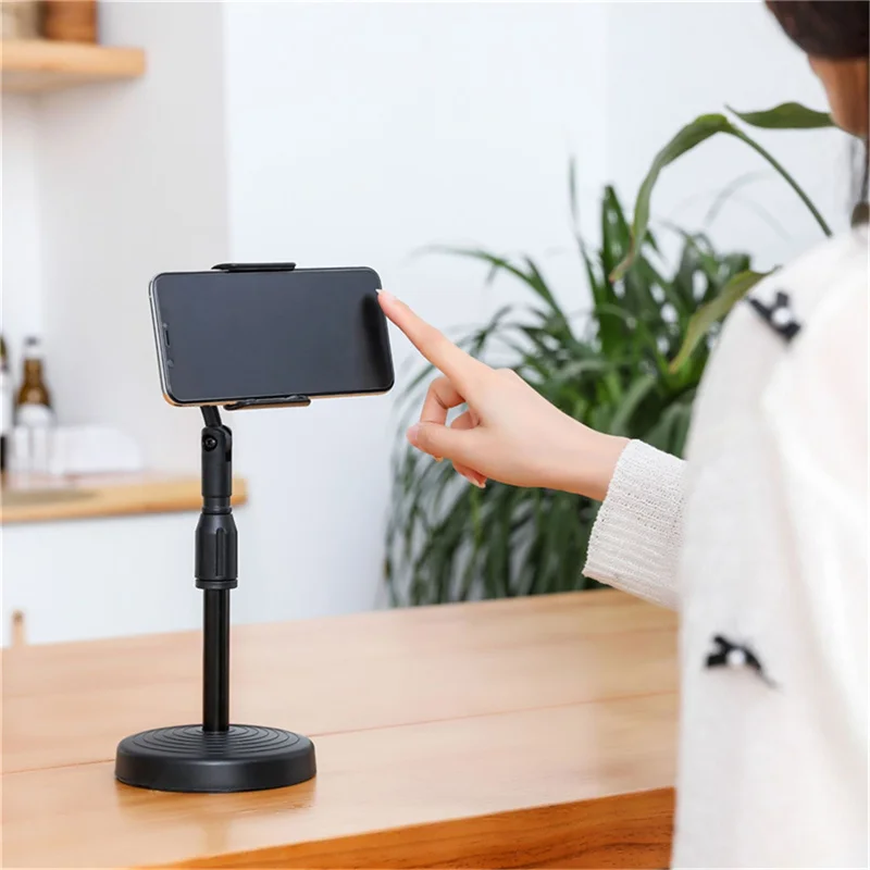 

Desktop Mobile Phone Holder Stand 360 Rotate for Live Streaming Shoot Video Round Base Smartphone Stand