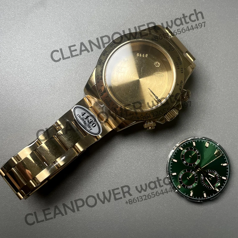 

Мужские часы Clean Factory последняя версия 116508 супер идеальное качество установка SA4130 механизм 904L стальной зеленый Циферблат Браслет YG