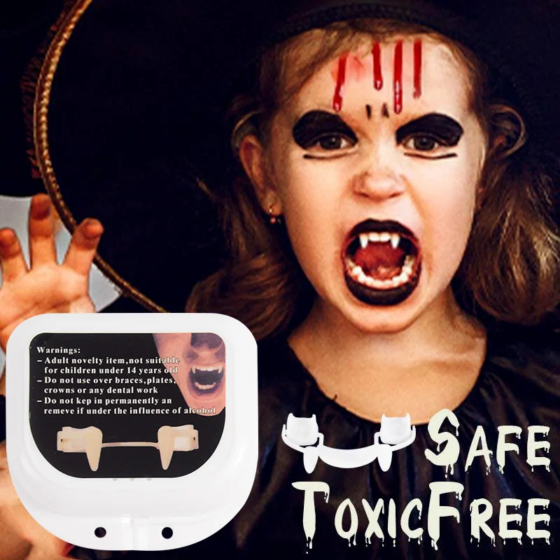

Выдвижной Хэллоуин зубы Вампира Клыки зомби эльф поддельный зуб Tricky Toy для Хэллоуина маскарадный карнавальный костюм реквизит