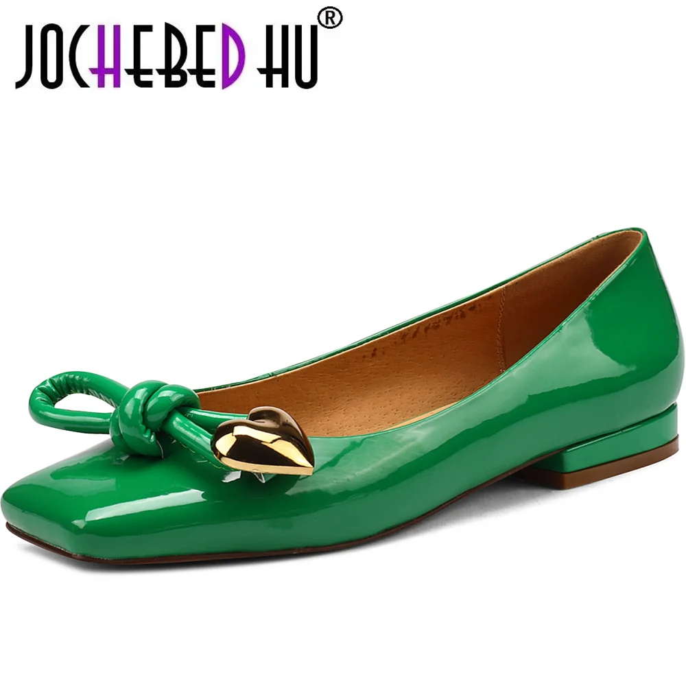 

【JOCHEBED HU】Flats Women Shoes Genuine Leather 2022 New Spring/Autumn Round Toe Shallow Concise Handmade Comfortable Ladies33-40