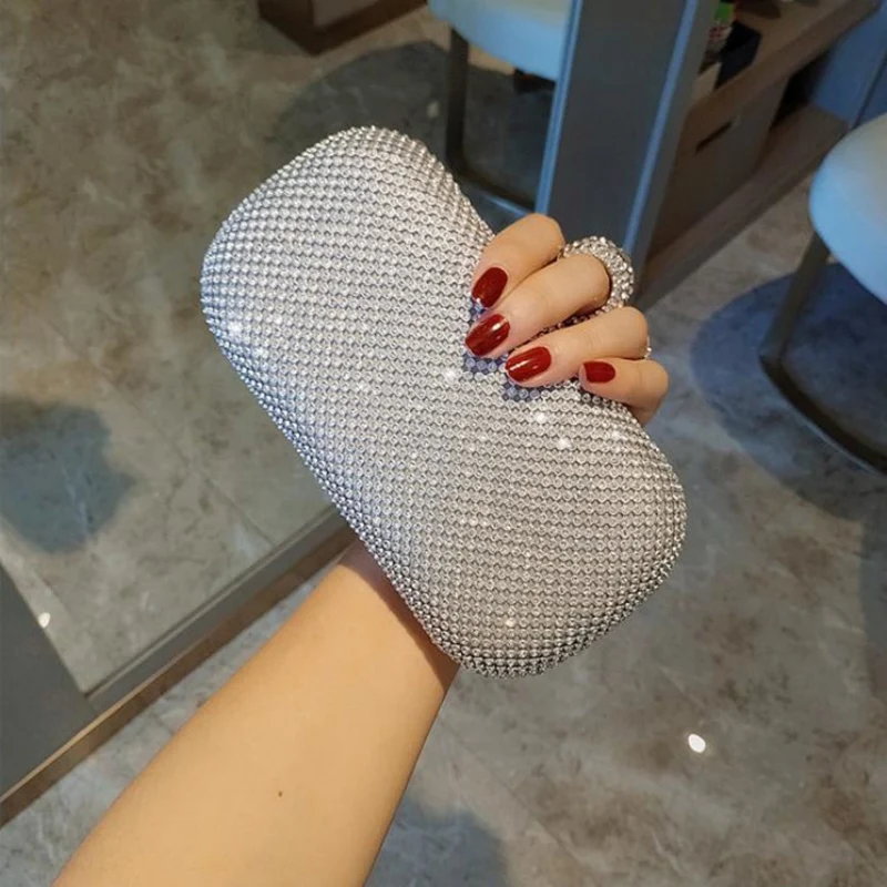 

2022 Women New Diamond-encrusted Hand-held Bag Rhinestone Clutches Party Evening Bag for Women Handbags Luxury Cosmetic Bag Mini