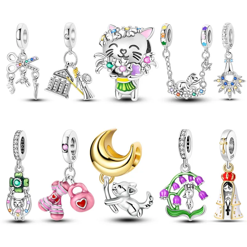 Шармы из серебра 925 пробы для браслета в виде гантели с оригинальными бусинами