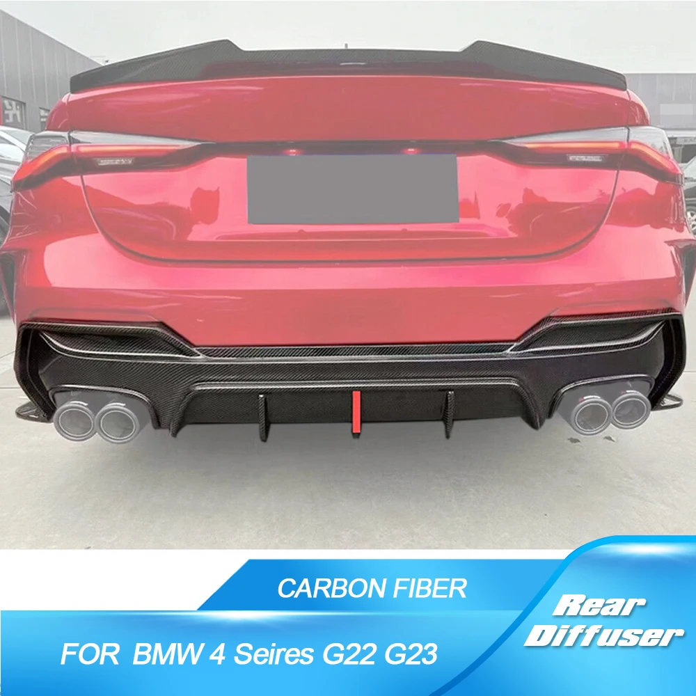 

Real Carbon Fiber Car Rear Bumper Lip Diffuser With LED Light Spoiler for BMW 4 Seires G22 G23 M-TECH M Sport 2021 2022