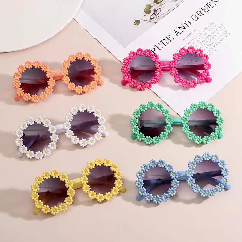 

Girls Disco Party Festival Kids Daisy Sunglasses Flower Sun Glasses Shades Round Frame