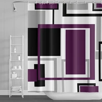 colourful geometric bathroom shower curtains waterproof polyester modern minimalist bathroom curtain accessories with 12 hooks