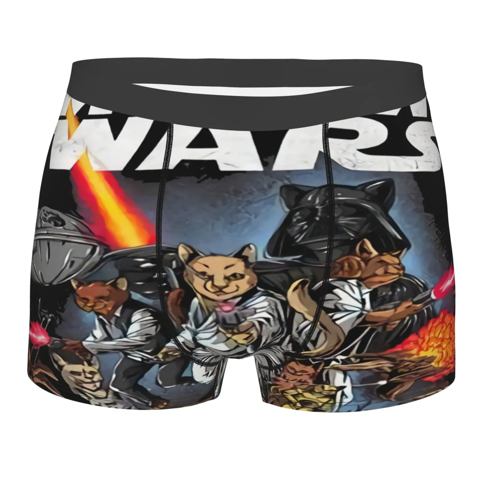

Трусы-боксеры Meow Wars для мужчин и женщин, Длинные пикантные шорты с завышенной талией, с принтом кота и войн, подтягивающее нижнее белье