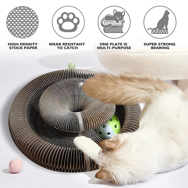 

Magic Organ Cat Scratch Board Pet Scratching Board Round Shape Folding Corrugated Cat Litter Large Claw And Itching Tool Cat Toy