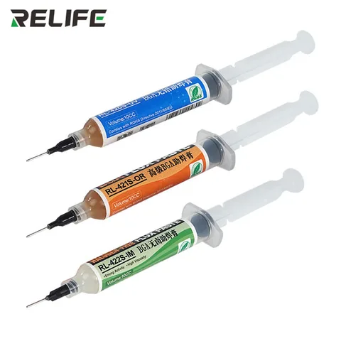 RELIFE RL-420S-UV RL-421S-OR RL-422S-IM Шприц-флюс BGA Бессвинцовый Безгалогенный Без проводимости Без сопротивления Без очистки