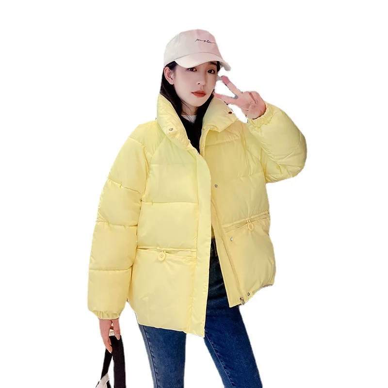 2022 Autumn and Winter Loose Women's Parkas Korean Street Fashion Thick Coats Harajuku Solid Stand Collar Warm Female Jackets