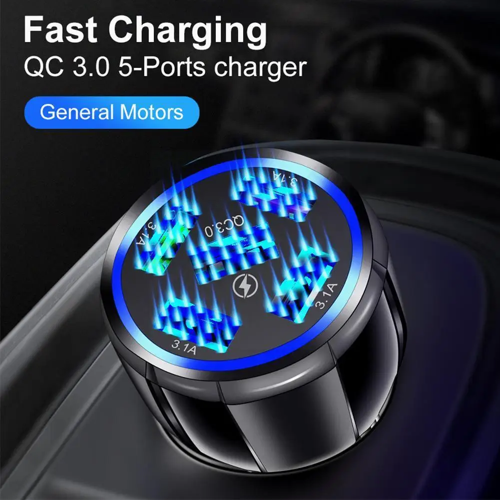 5USB Car Charger Quick Charge Mini LED Fast Charging In Adapter Ports Charging Car Multi Phone Charger Quick Mobile R2J0 images - 6