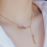 personalized name necklace stainless steel gold plate necklace custom two names choker dainty jewelry for women gift