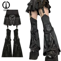 %e3%80%90detachable flared hakama%e3%80%91vintage hollow out pu skirt with lace fungus side women sexy rivet patchwork high waist pants coquette