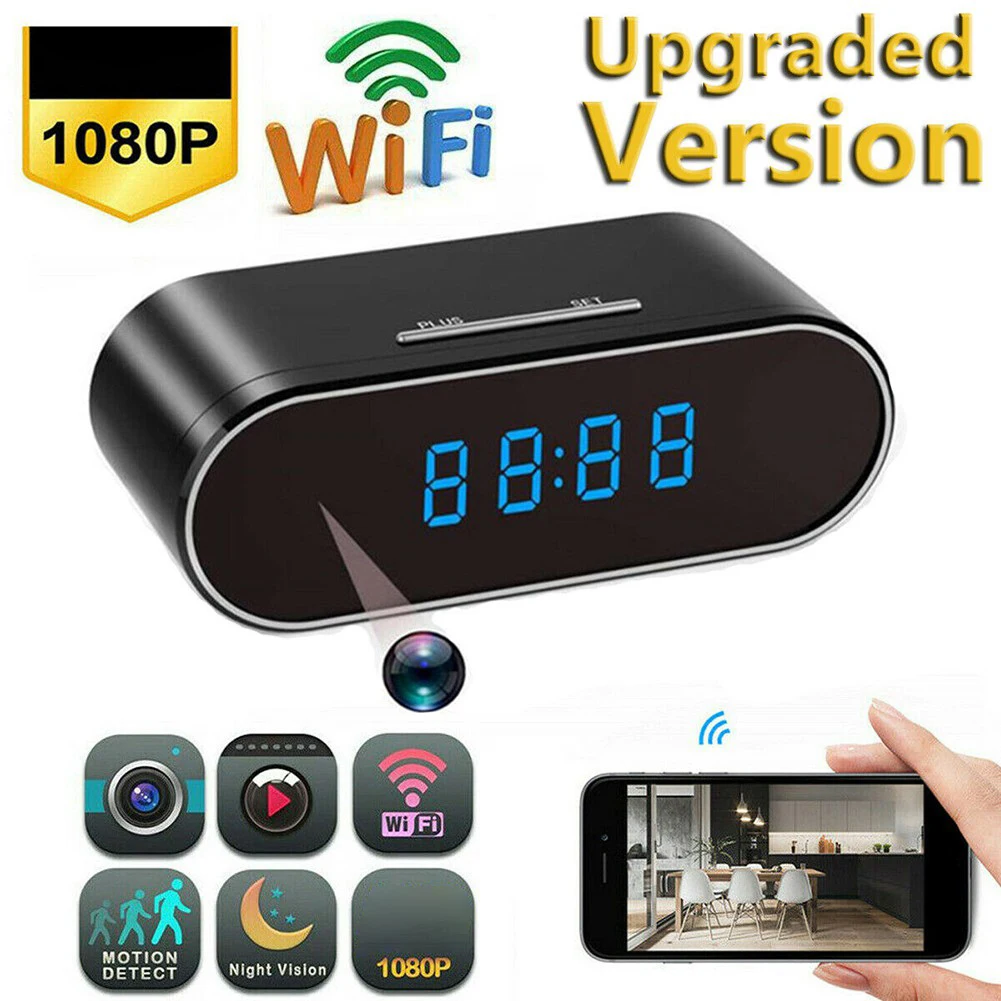 

HD 1080P Wireless Clock Camera WIFI Home Security Cameras Micro Kamera Motion Detect IR Night View Alarm Camcorder Mini DVR Cam