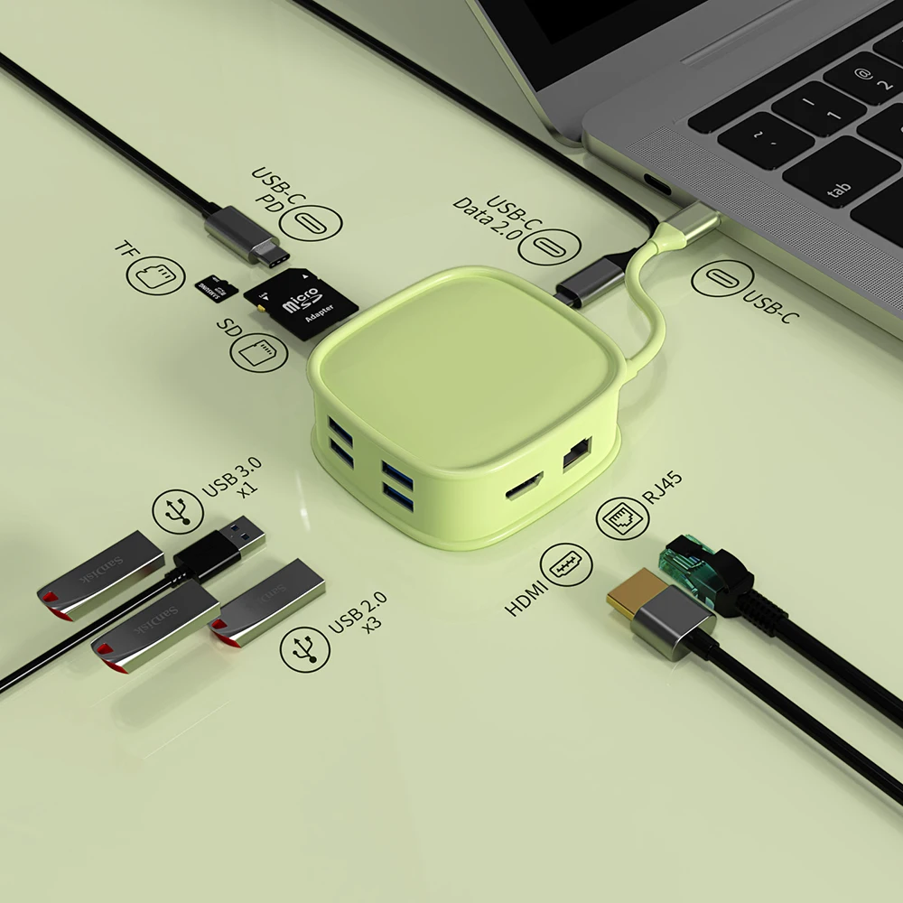 

Портативный многофункциональный 10 в 1 расширитель типа C для ноутбука Macbook Аксессуары для компьютера док-станция расширения док-станции