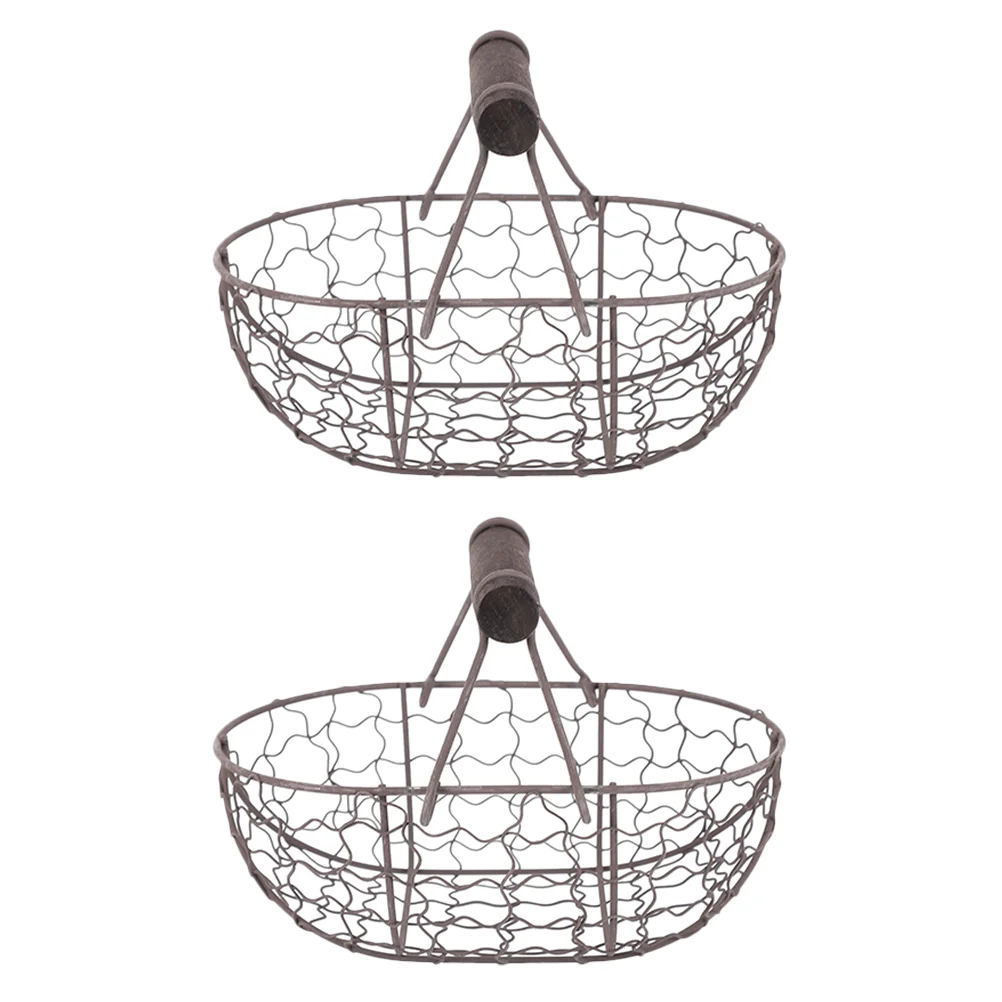 

Basket Egg Holder Wire Baskets Storage Metal Fruit Kitchen Countertop Vegetable Decorative Chicken Collecting Fresh Eggs Rustic